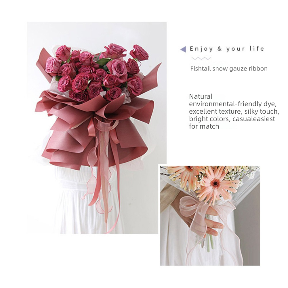 2pcs 꽃집 피쉬테일 거즈 리본 꽃다발 포장 리본 선 - Florist Wreath Supply 리뷰 및 가격
